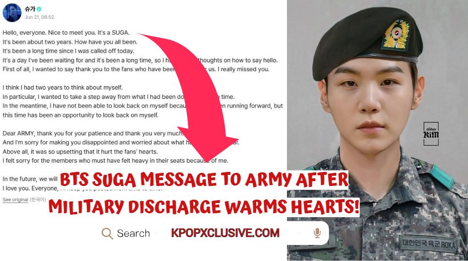 BTS Suga Message to ARMY Touches Hearts After Military Discharge